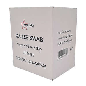 GAUZE STER 100X100 8PLY MEDISTAR 5 20~