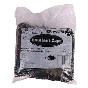 MOP CAP BOUFFANT BLACK HEALTHEASE 100's