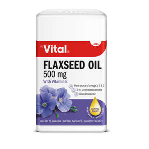 VITAL FLAXSEED OIL 500MG CAPS 60