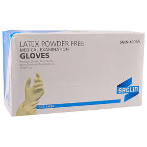 GLOVES EXAM LATEX PF SACLIN LARGE 100~