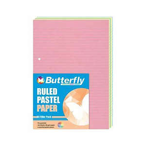 A4 PASTEL PAPER RULED BUTTERFLY 100's