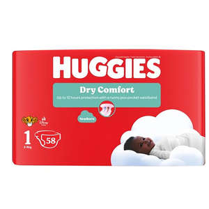 HUGGIES DRY COMFORT NO1 VALUE 2-5KG 58