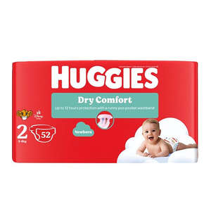 HUGGIES DRY COMFORT NO2 VALUE 3-6KG 52