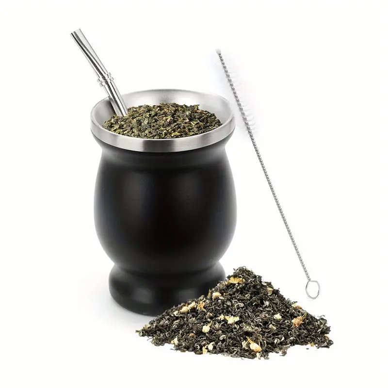 Yerba Maté Tea Set - Aluminium Gourd &amp; Bombilla Straw