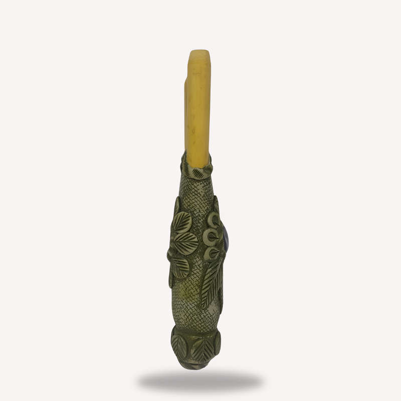 Kuripé Decorated Amazonian Handmade Bamboo Rapé Pipe - Ayahuasca Vine, White Crystal & Integrat...