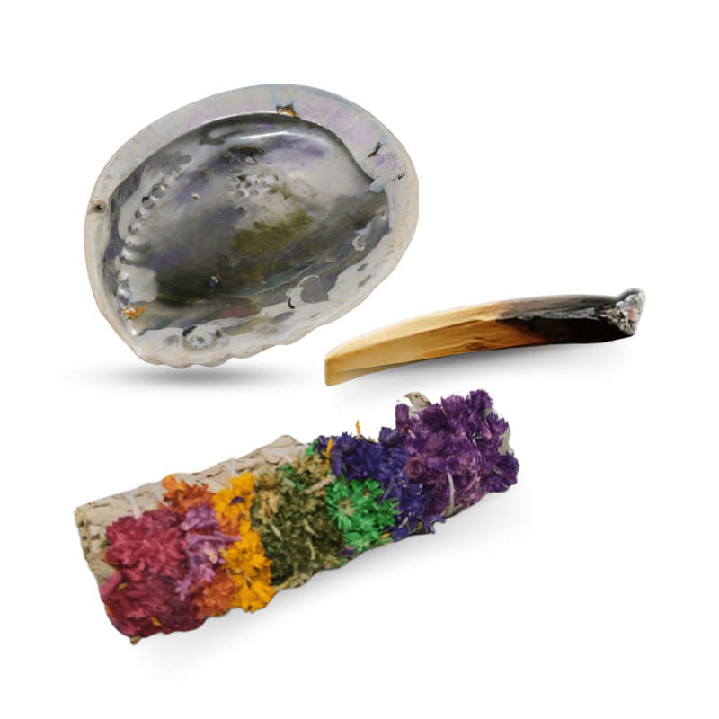 Smudge Set - Seashell Bowl &amp; Smudge Sticks (White Sage &amp; Palo Santo)