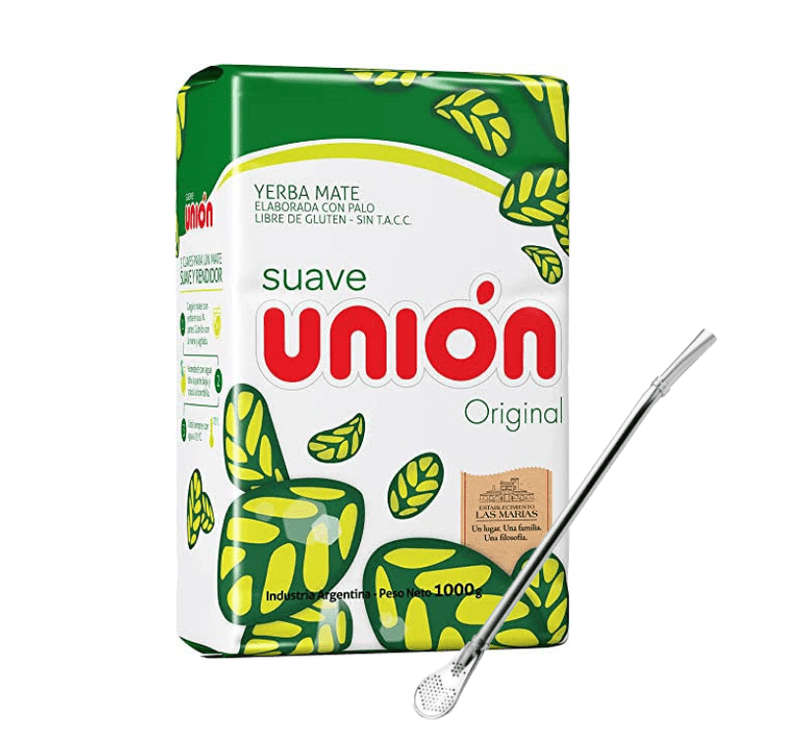Combo - Yerba Mate Tea (1kg) Union Imported from Argentina & Bombilla Straw