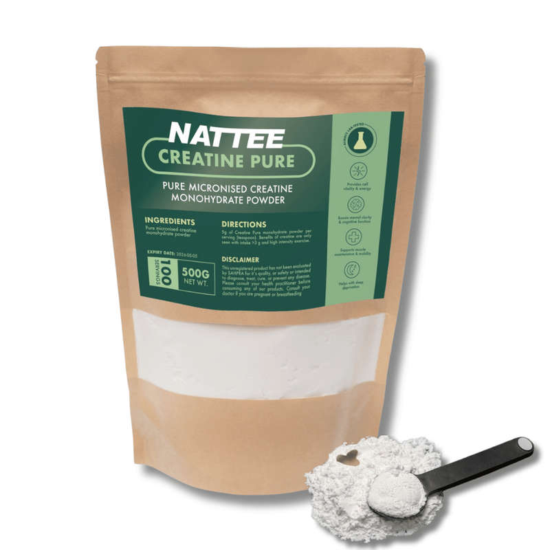 NATTEE Creatine Pure | Pure Micronised Creatine Monohydrate Powder (500g)