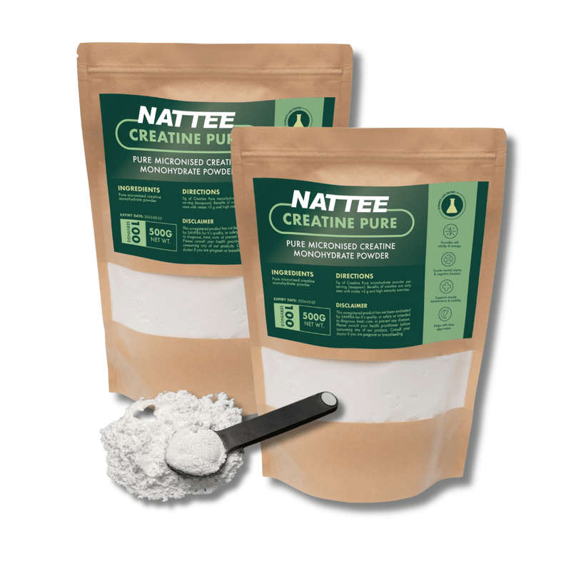 NATTEE Creatine Pure Bundle | Pure Micronised Creatine Monohydrate Powder (500g)x2