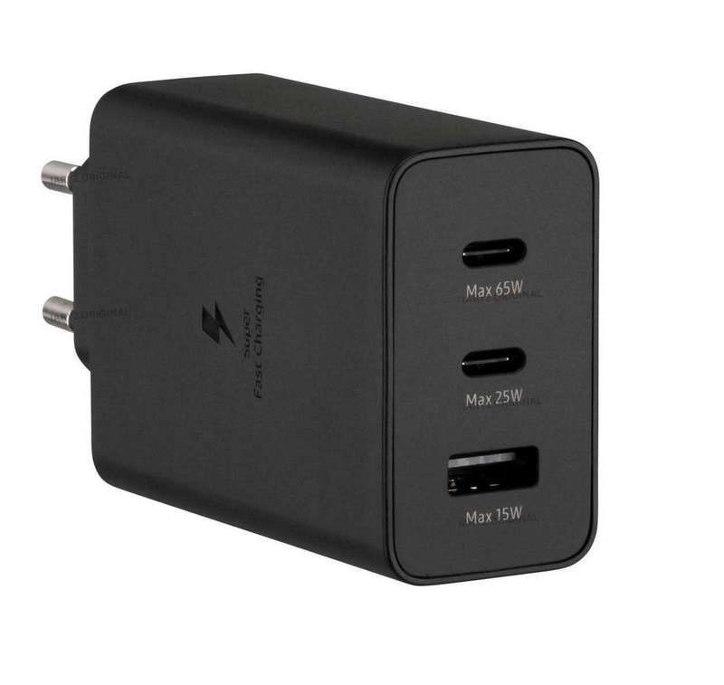 65 WATT Super Fast charger 2x C Port 1x USB port with Type C Cable