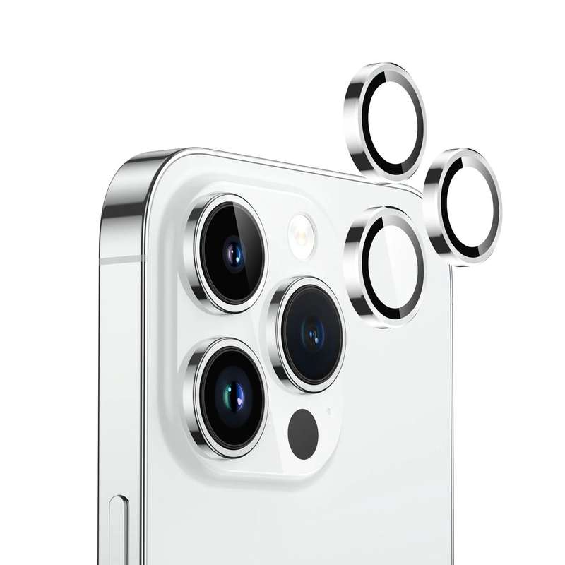Metal Ring Camera Lens Tempered Glass Lens Protector for iPhone 15 Pro