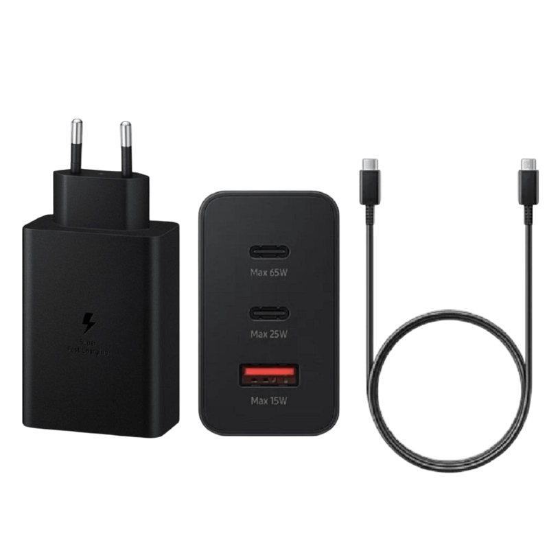 65W PD Fast Charger For Android with USB-C to USB-C Cable Black (Generic)