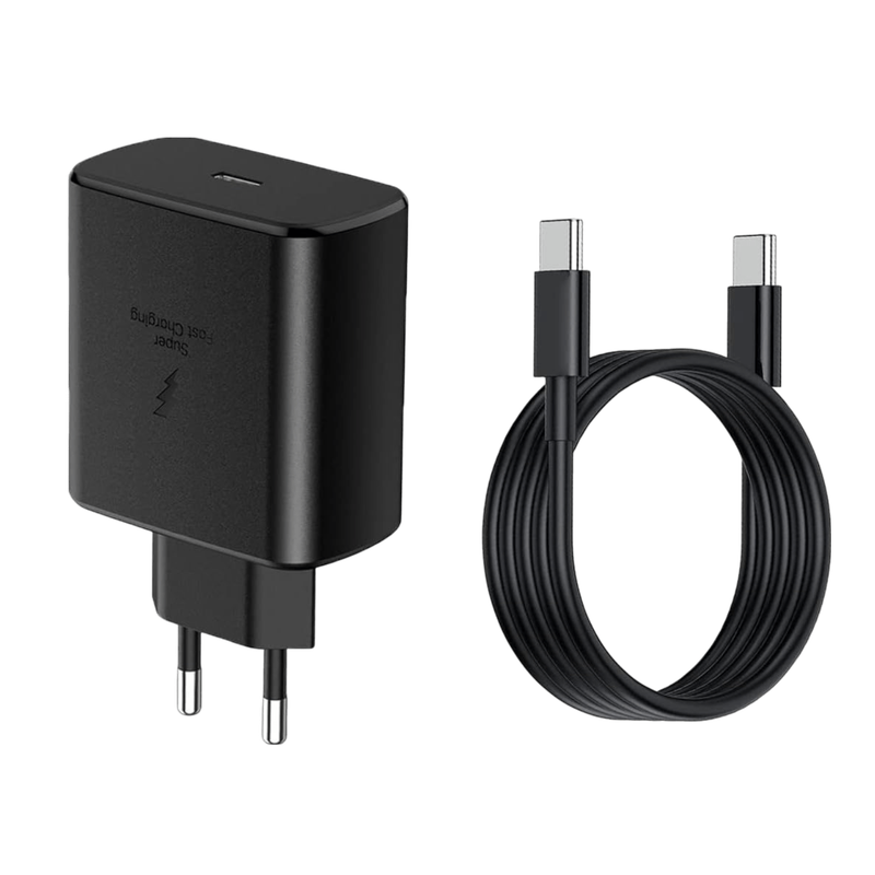 25W PD Fast Charger For Android with USB-C to USB-C Cable  Black (Generic)
