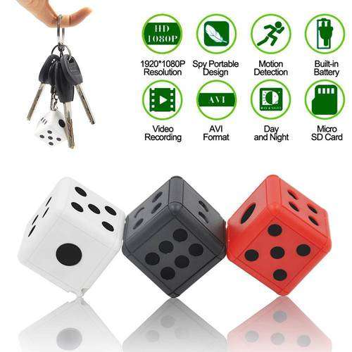 1080P HD Dice Mini Hidden Camera Microphone Spy Hide Keychain SQ16