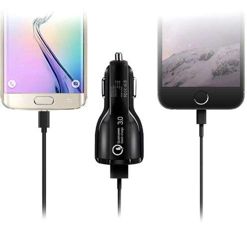 QC-3.1A Fast Car Charger 2 x USB 3.0- Black