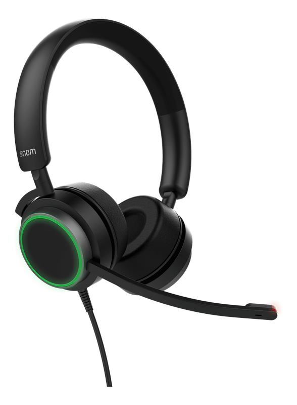 Snom A330D Binaural Over-Ear Headset, Passive Noise Cancellation, VoIP Phone Headset, USB/3.5mm