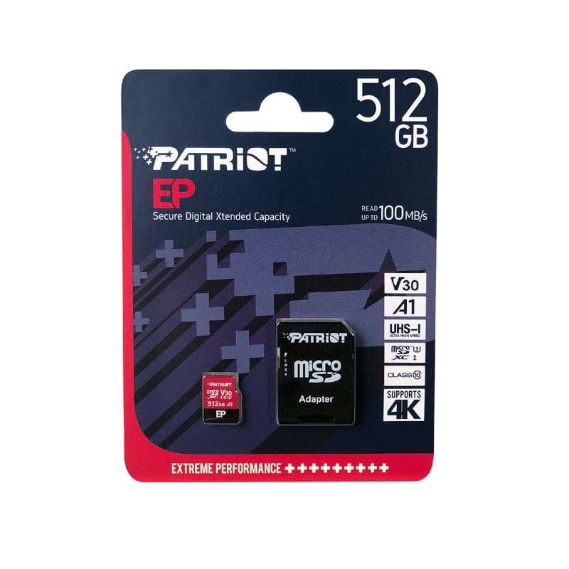 512GB Patriot EP V30 A1 Micro SDXC Card + Adapter