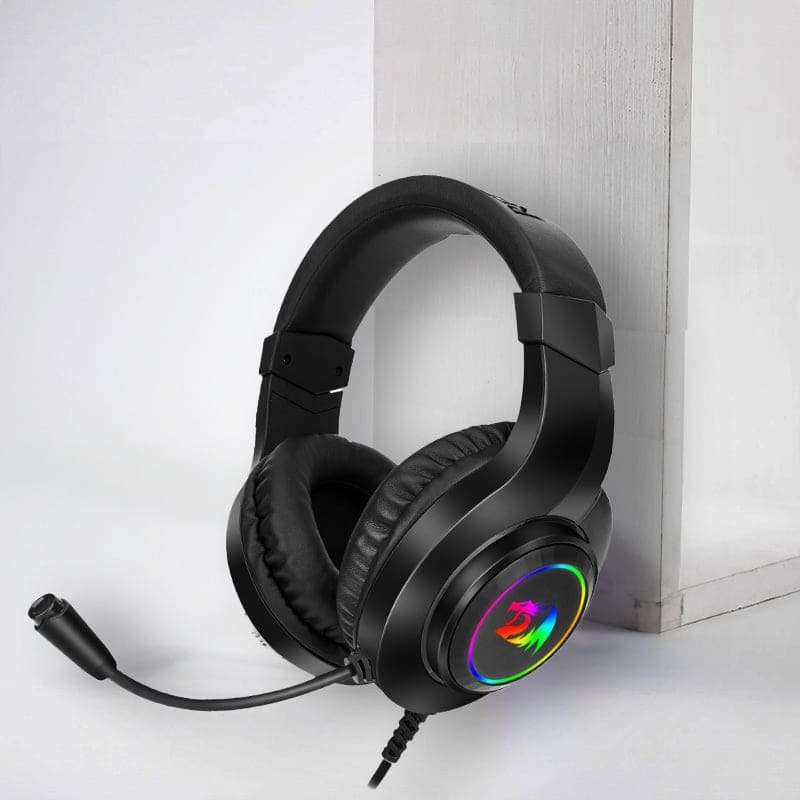 REDRAGON Over-Ear HYLAS Aux (Mic and Headset)|USB (Power Only)RGB Gaming Headset - Black