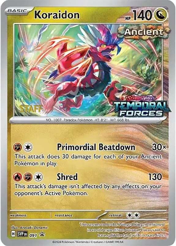 Koraidon - 091 (Prerelease) [Staff] - SV: Scarlet & Violet Promo Cards (SVP)