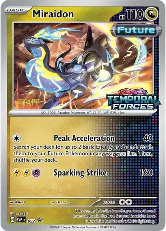 Miraidon - 092 (Prerelease) [Staff] - SV: Scarlet & Violet Promo Cards (SVP)