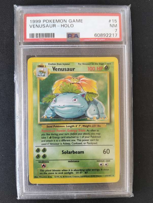 Venusaur - Base Set 15/102 Unlimited HOLO PSA 7 Graded