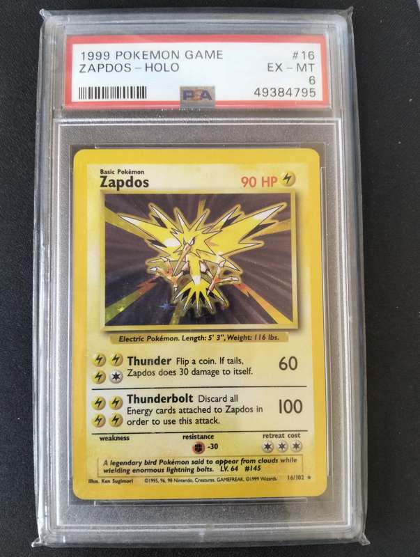 Zapdos - Base Set 16/102 Unlimited HOLO PSA 6 Graded