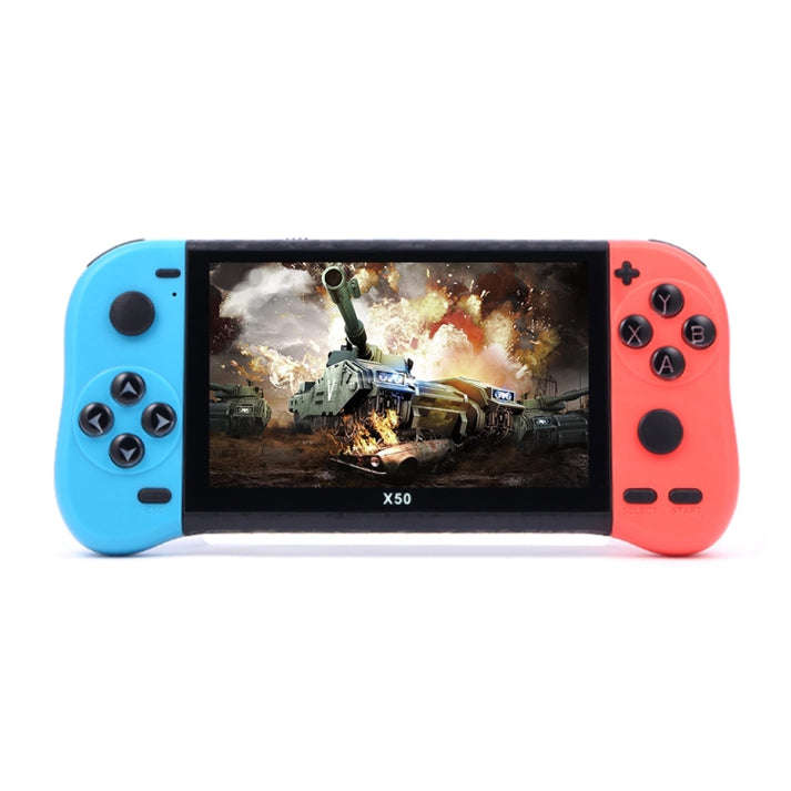 X50 5.1 inch Screen Handheld Retro Game Console 8G Memory with 6000+ Games - Red Blue