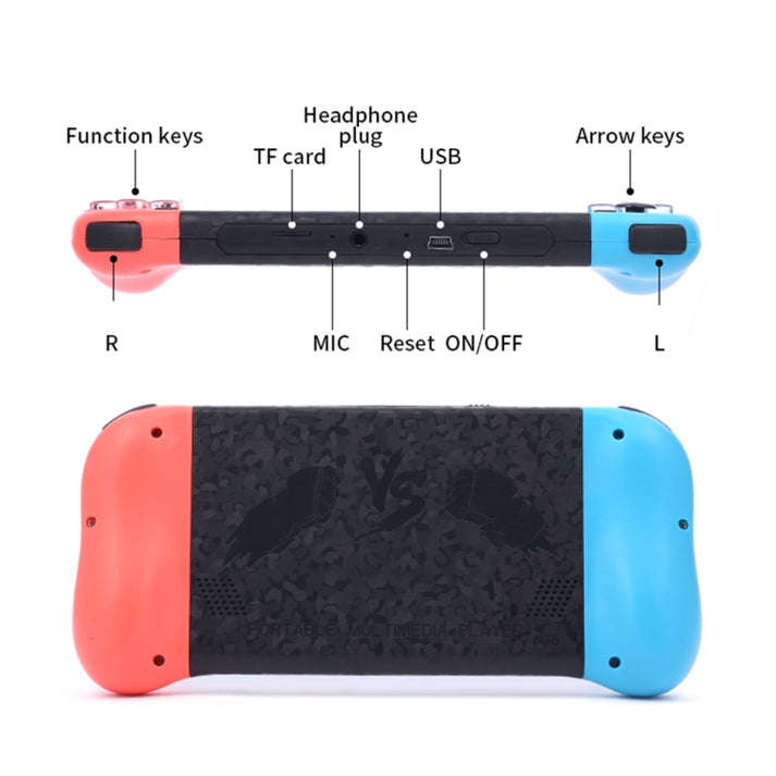 X50 5.1 inch Screen Handheld Retro Game Console 8G Memory with 6000+ Games - Red Blue