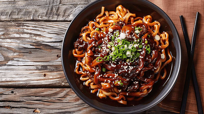 Korean Instant Noodle With Black Bean Sauce Or Jajangmyeon Or Jjajangmyeon Background, Asian, Background, Bean Background Image And Wallpaper for Free Download