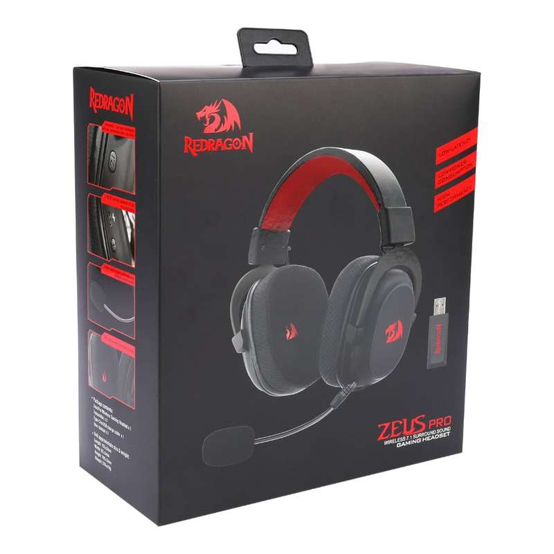 Redragon H510 ZEUS PRO 7.1 Surround Sound Wireless Gaming Headset  Black
