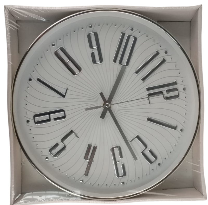 Casey Wall Clock Silver Outer Rim With Silver Details And