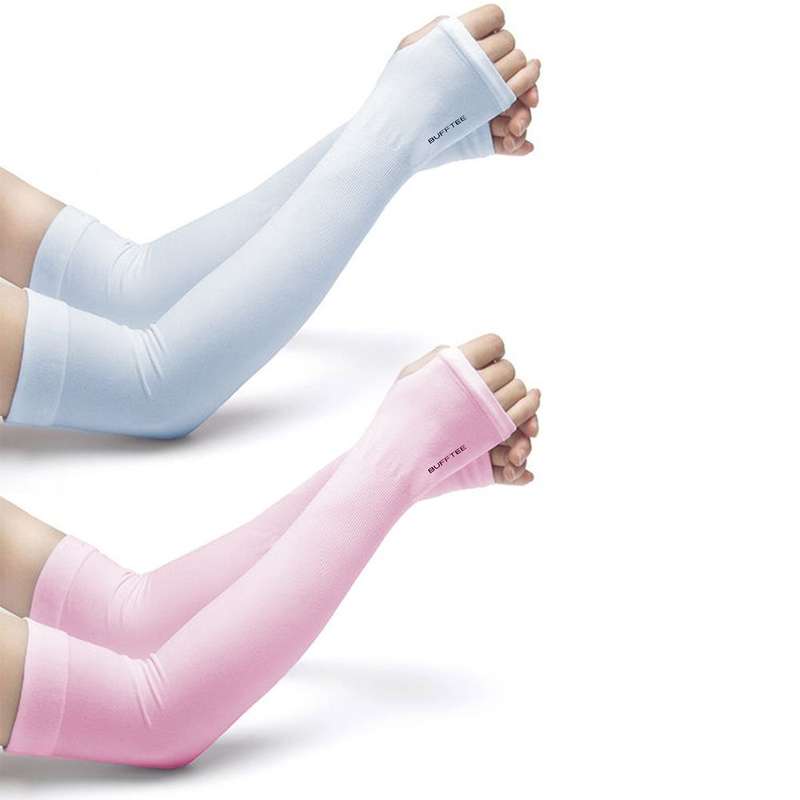 BUFFTEE Arm Sleeves - Compression Sleeves - Cool & Warm Sleeves -Soft Pink & Blue-Unisex