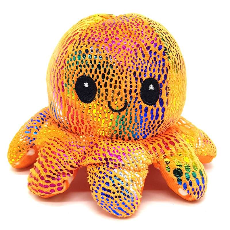 BUFFTEE Happy or Sad - Mini Mood Octopus - Reversible - Pumpkin Polka Dots