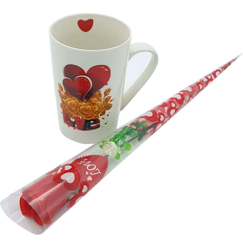 Valentines day Mug & Rose Gift Set - Gold