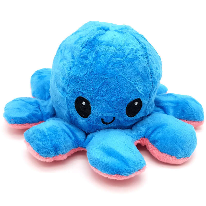 Happy Sad Octopus - Mini Mood Octopus - Reversible - Blue/Pink