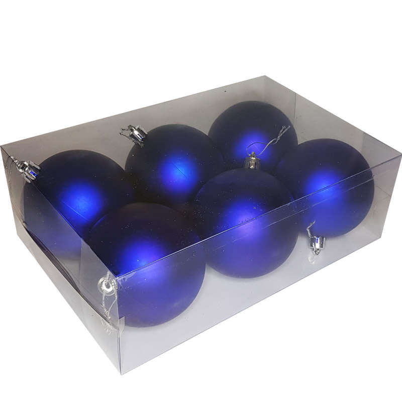 Large Christmas Tree Baubles - Christmas Balls 6 Pack - Matt Blue