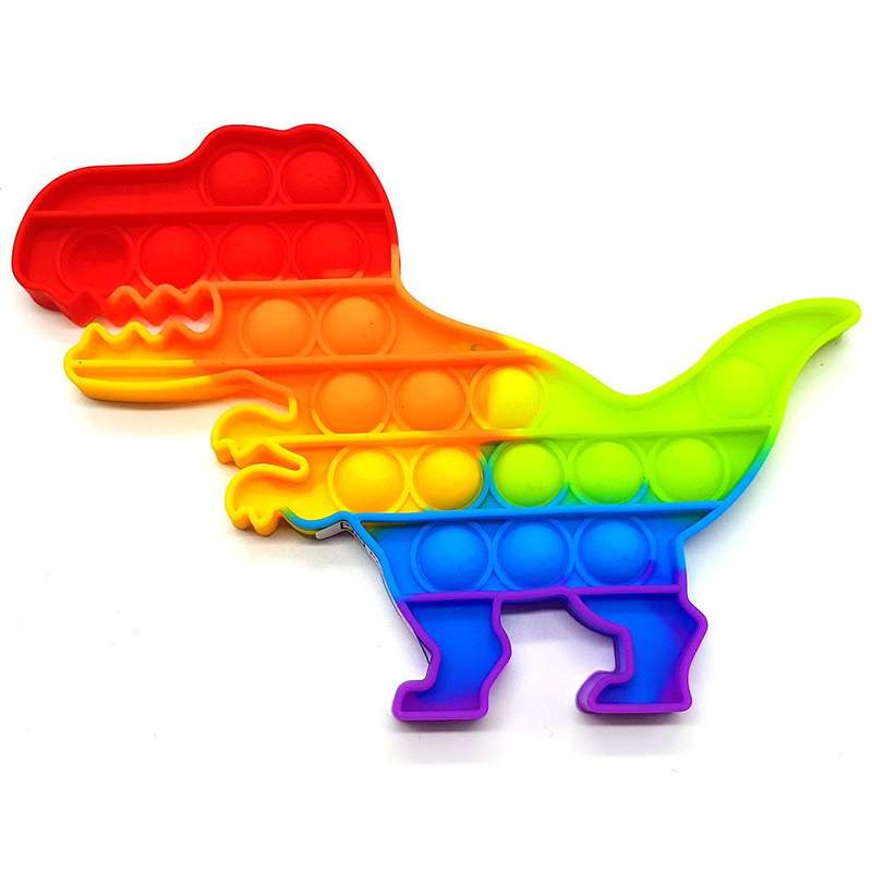 Pop It Fidget Toy Rainbow Popping Bubble Game-Dinosaur