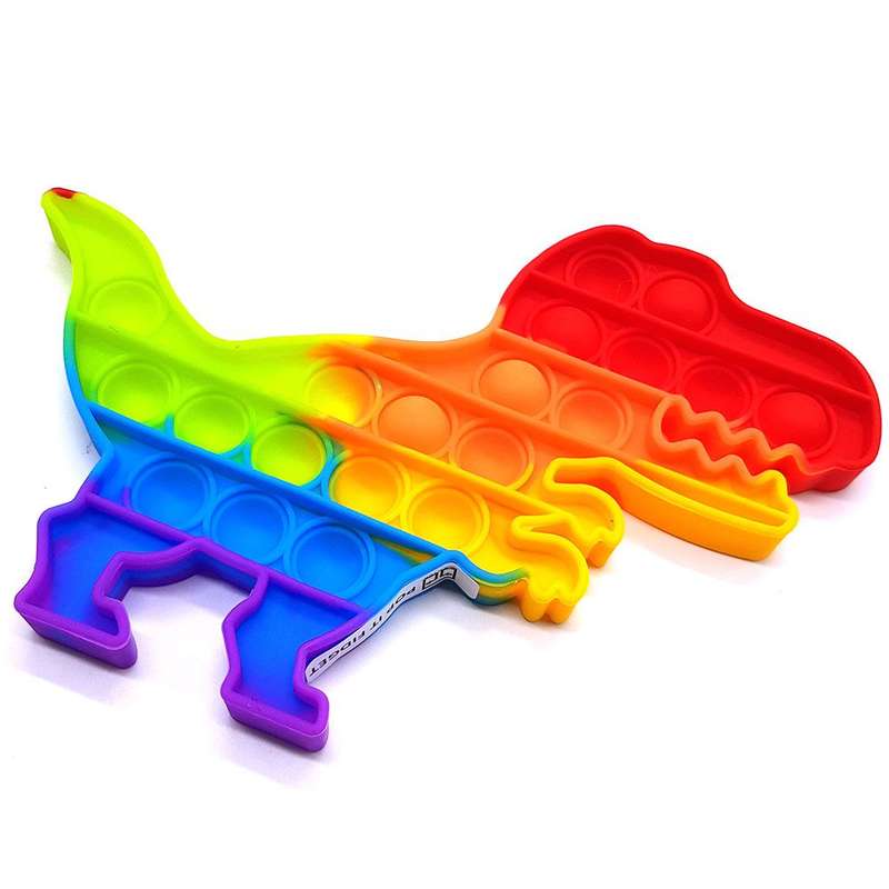 Pop It Fidget Toy Rainbow Popping Bubble Game-Dinosaur
