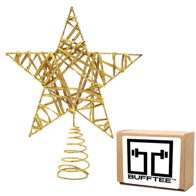 Bufftee Christmas Tree Top Big Star 20cm - Xmas Star - Gold
