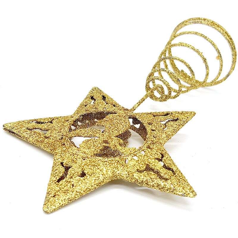 Bufftee Christmas Tree Top Big Star With Angel 9cm - Xmas Star - Gold