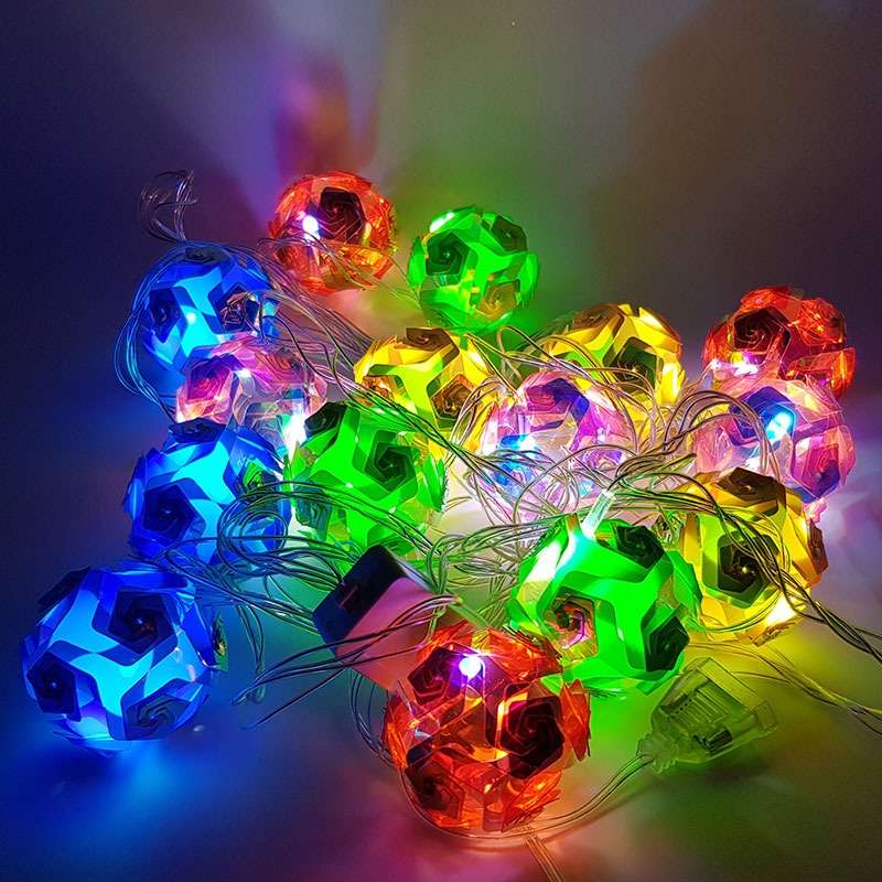 Bufftee 15 Light Up Christmas Tree Baubles - Self Lit String Light Baubles