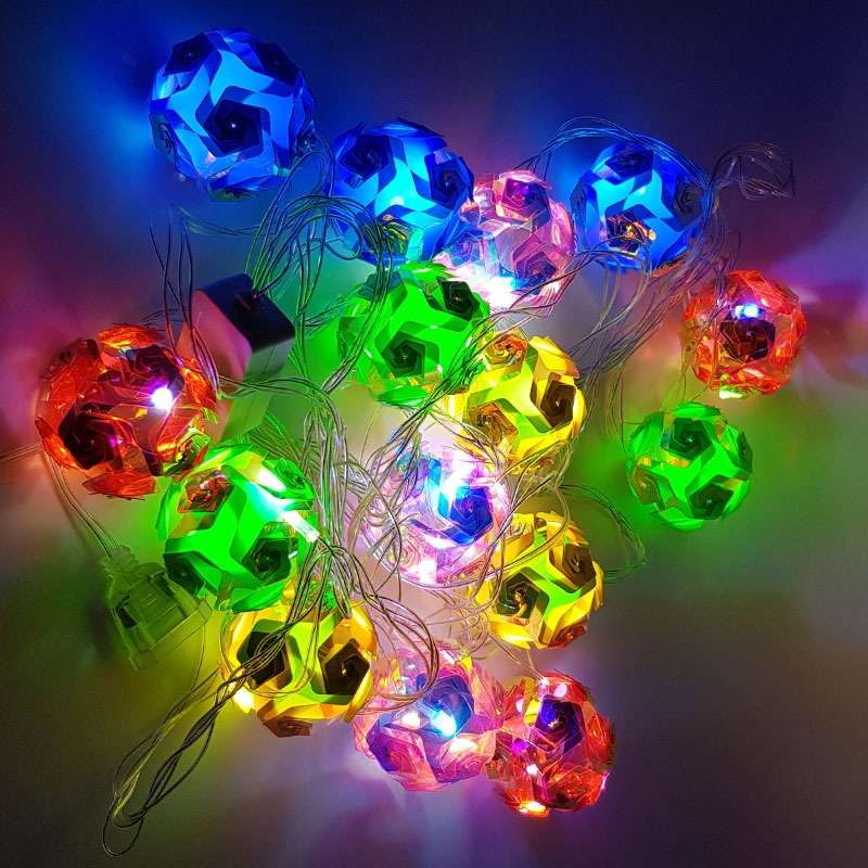 Bufftee 15 Light Up Christmas Tree Baubles - Self Lit String Light Baubles