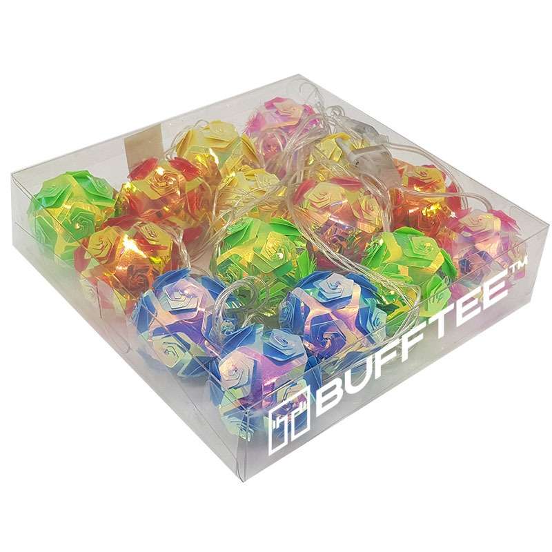 Bufftee 15 Light Up Christmas Tree Baubles - Self Lit String Light Baubles