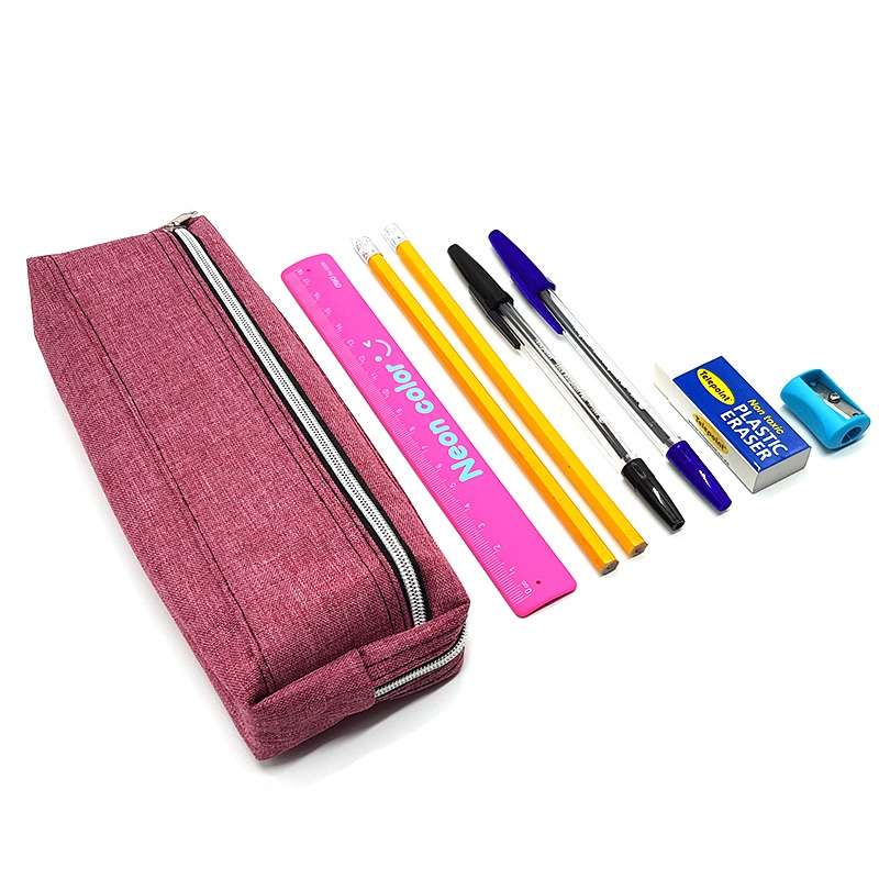21cm Denim Look Pencil Case with Basic Stationery-8pc