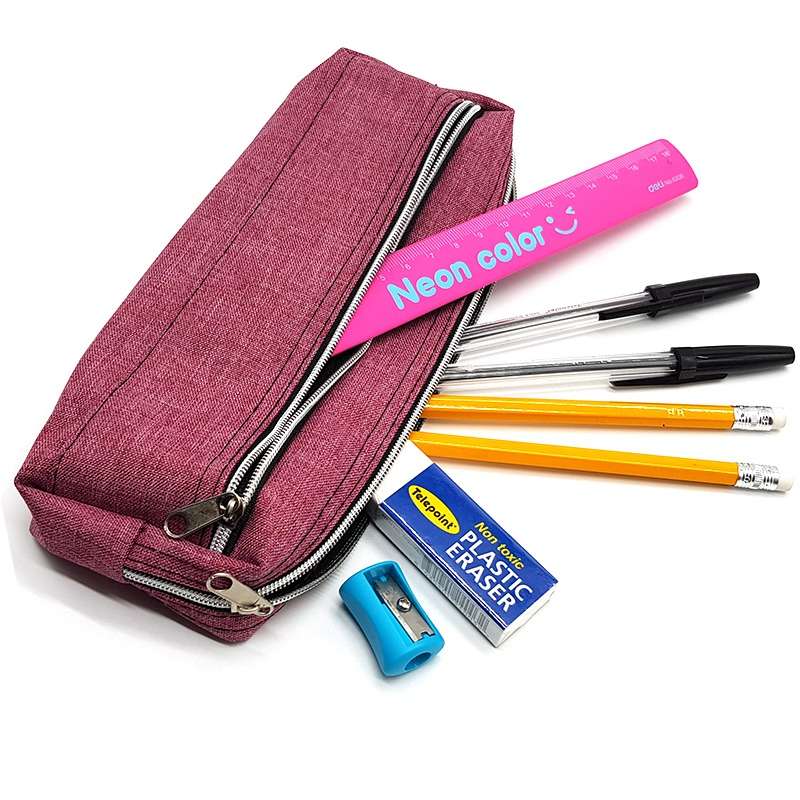 21cm Denim Look Pencil Case with Basic Stationery-8pc
