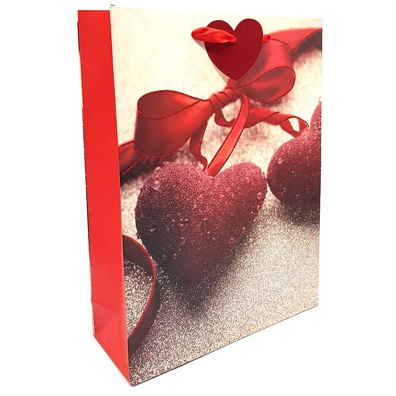 Bufftee Red Hearts & Bow Valentines Day Gift Bag - Small