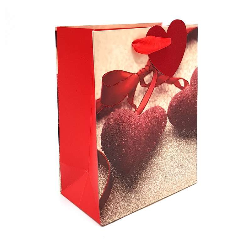 Bufftee Red Hearts & Bow Valentines Day Gift Bag - Small