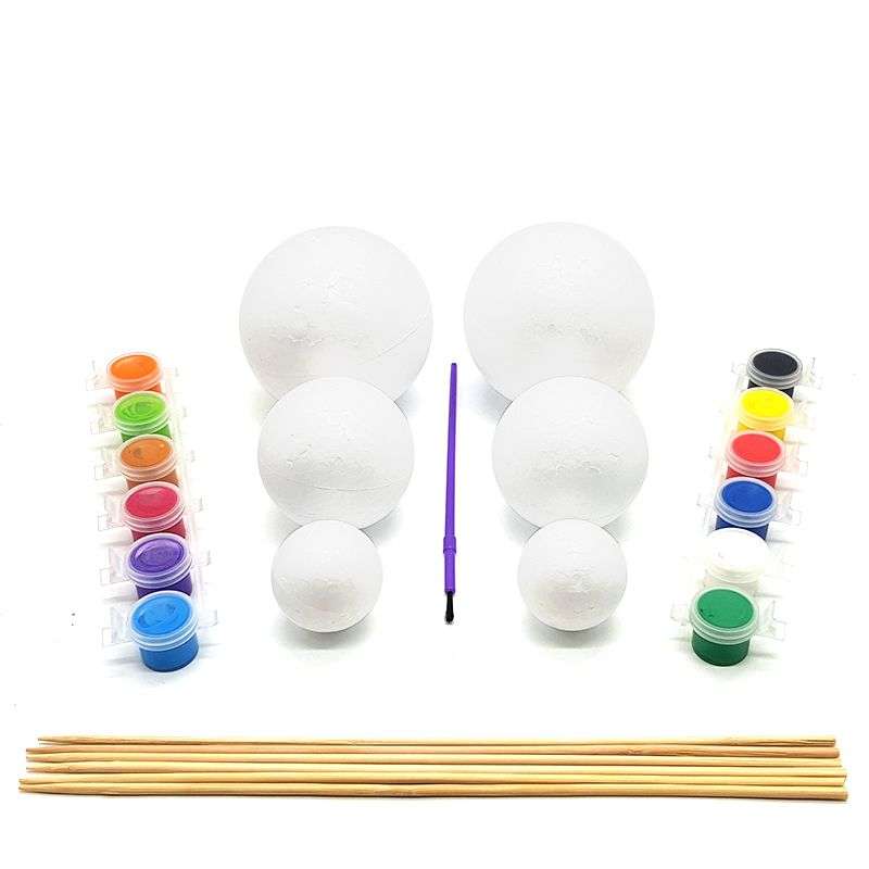 Bufftee  Easter Eggs Painting Kit with 6 Round Eggs - Paint & Paint Brush