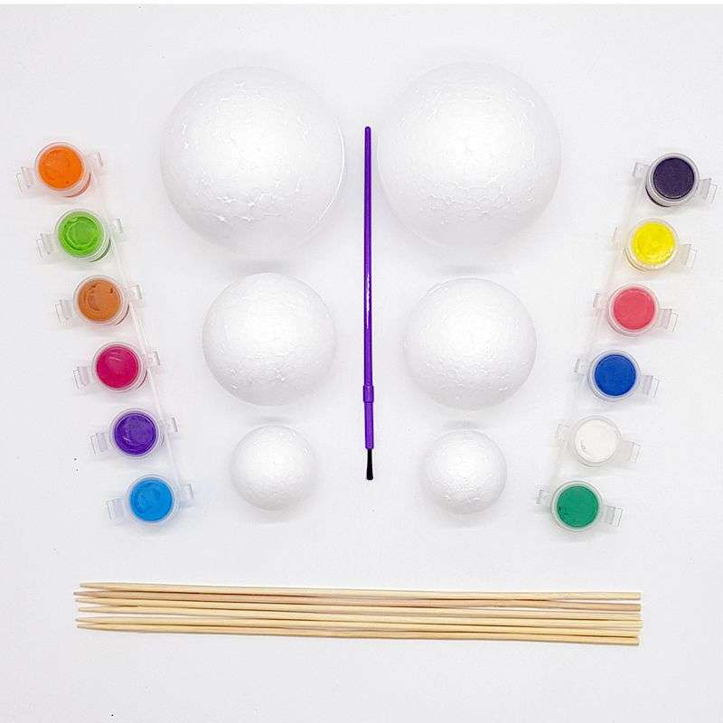 Bufftee  Easter Eggs Painting Kit with 6 Round Eggs - Paint & Paint Brush