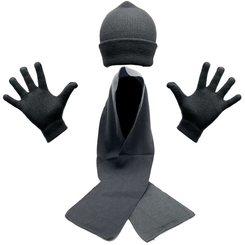 Bufftee Adults Beanie Scarf & Gloves Winter Warm Set-Grey